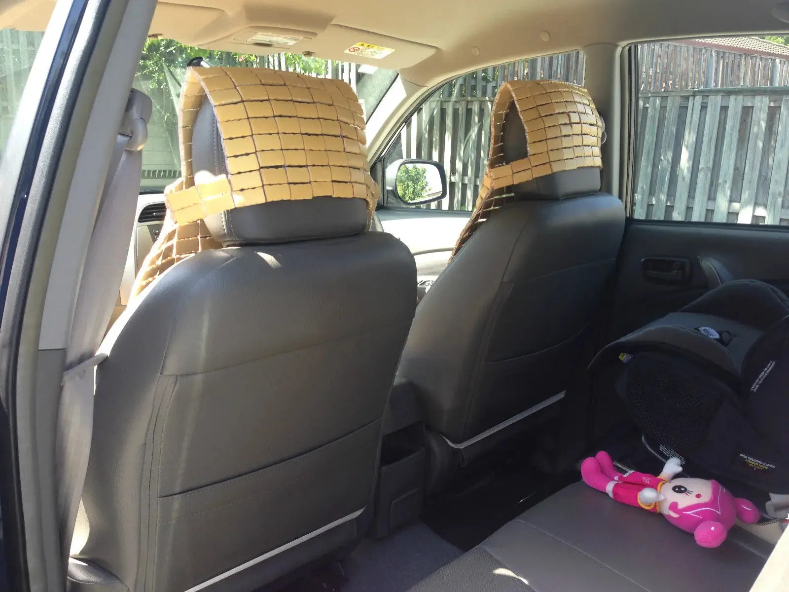 2 Pieces Bamboo Car Seat Cover Front Seats Bamboo Brick Car Seat Mat Cool BSC06