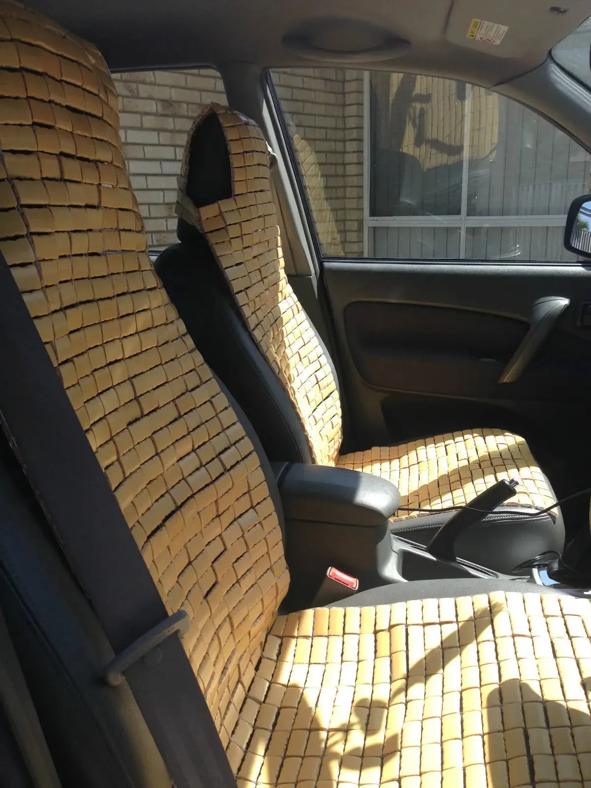 2 Pieces Bamboo Car Seat Cover Front Seats Bamboo Brick Car Seat Mat Cool BSC06