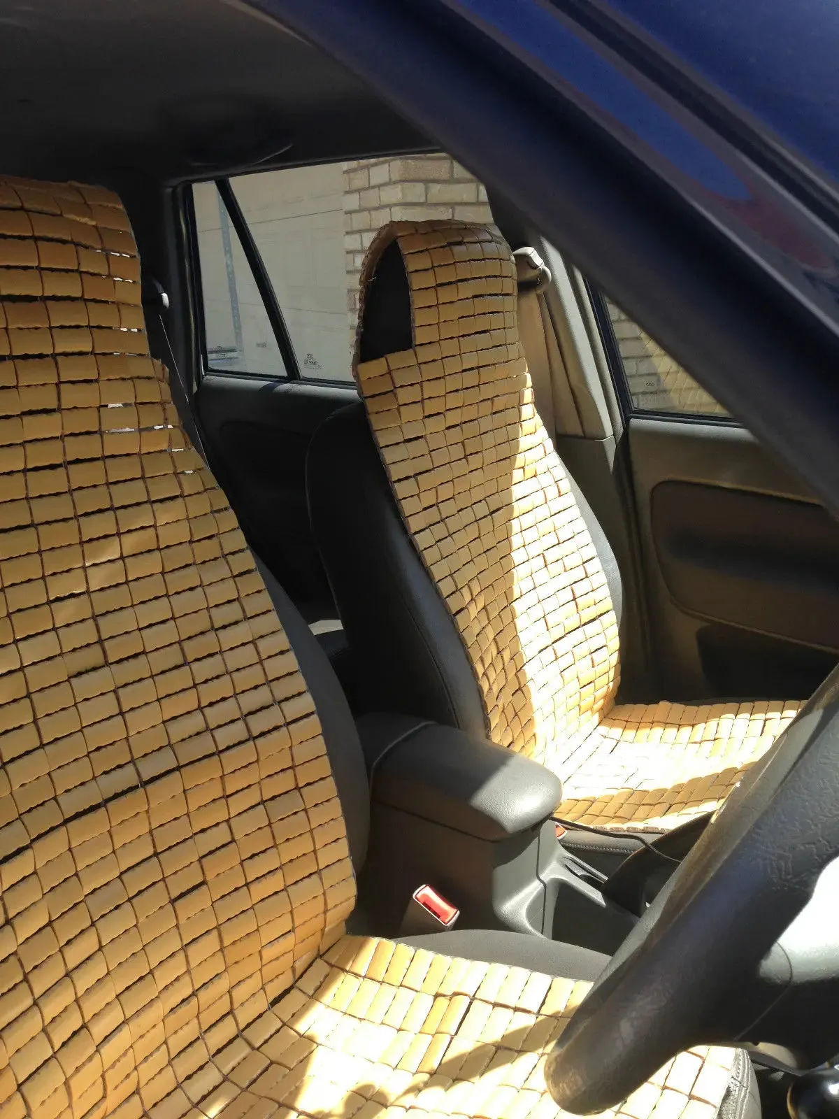 2 Pieces Bamboo Car Seat Cover Front Seats Bamboo Brick Car Seat Mat Cool BSC06