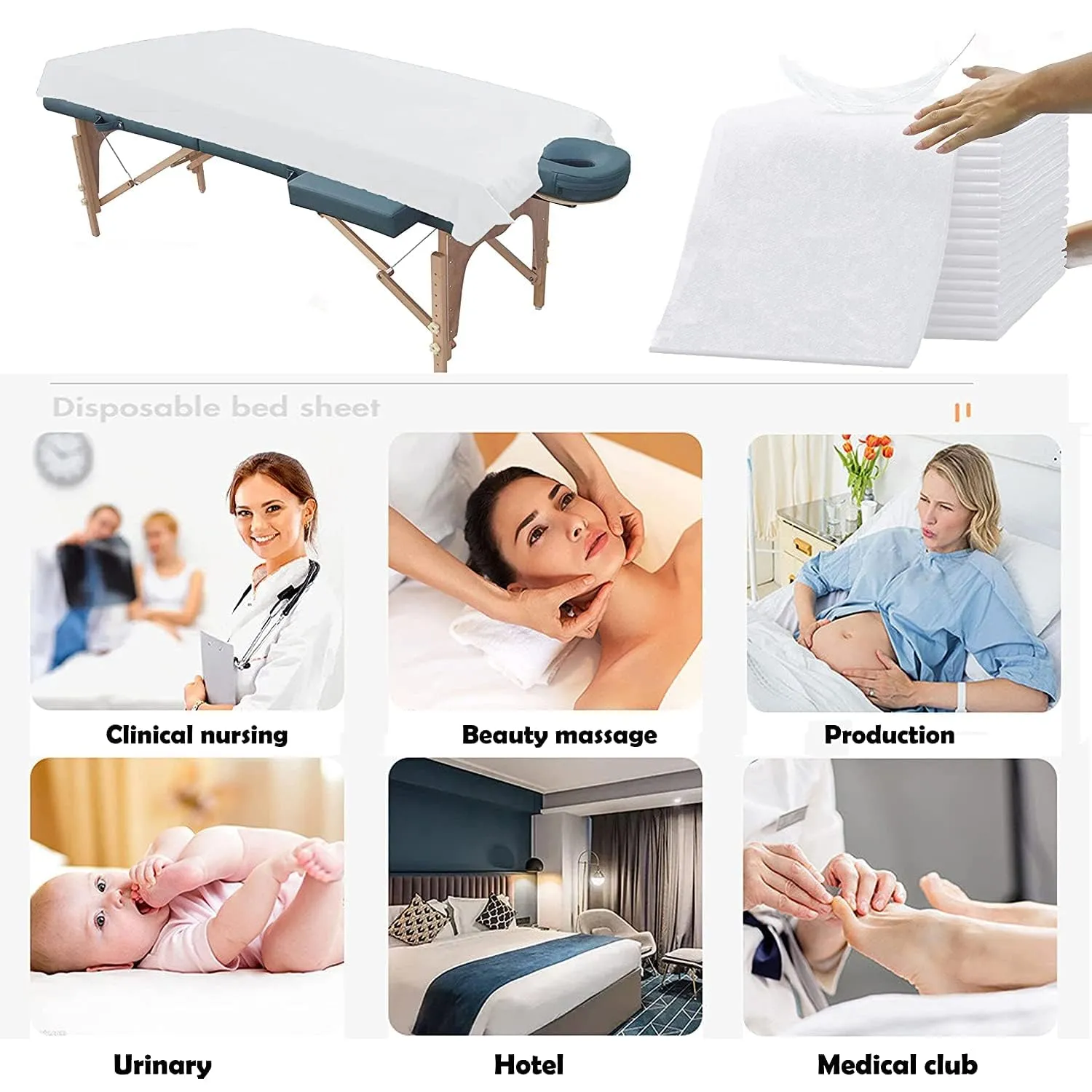 20 Pieces Disposable Bedsheets, Non-Woven Spa Massage Bed Sheets - Table Top Cover Sheets Breathable Sanitry Mats Travel, Hospital, Hotel, Salon Sheets 31 * 67 Inch - White