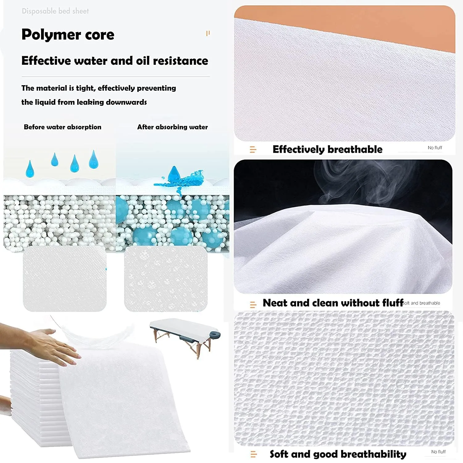 20 Pieces Disposable Bedsheets, Non-Woven Spa Massage Bed Sheets - Table Top Cover Sheets Breathable Sanitry Mats Travel, Hospital, Hotel, Salon Sheets 31 * 67 Inch - White