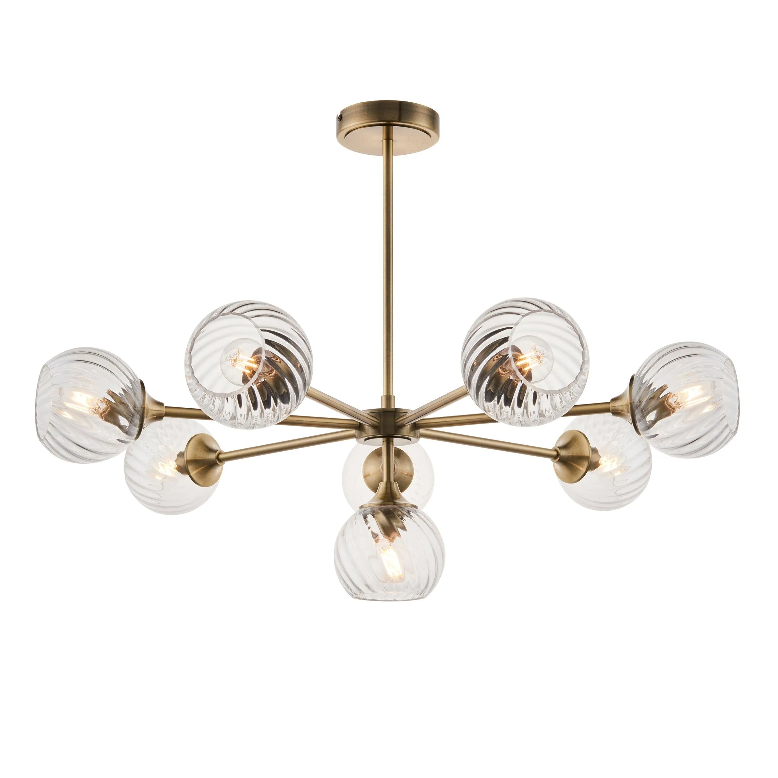 Allegra 8 Light Brass Pendant - Glass Shades