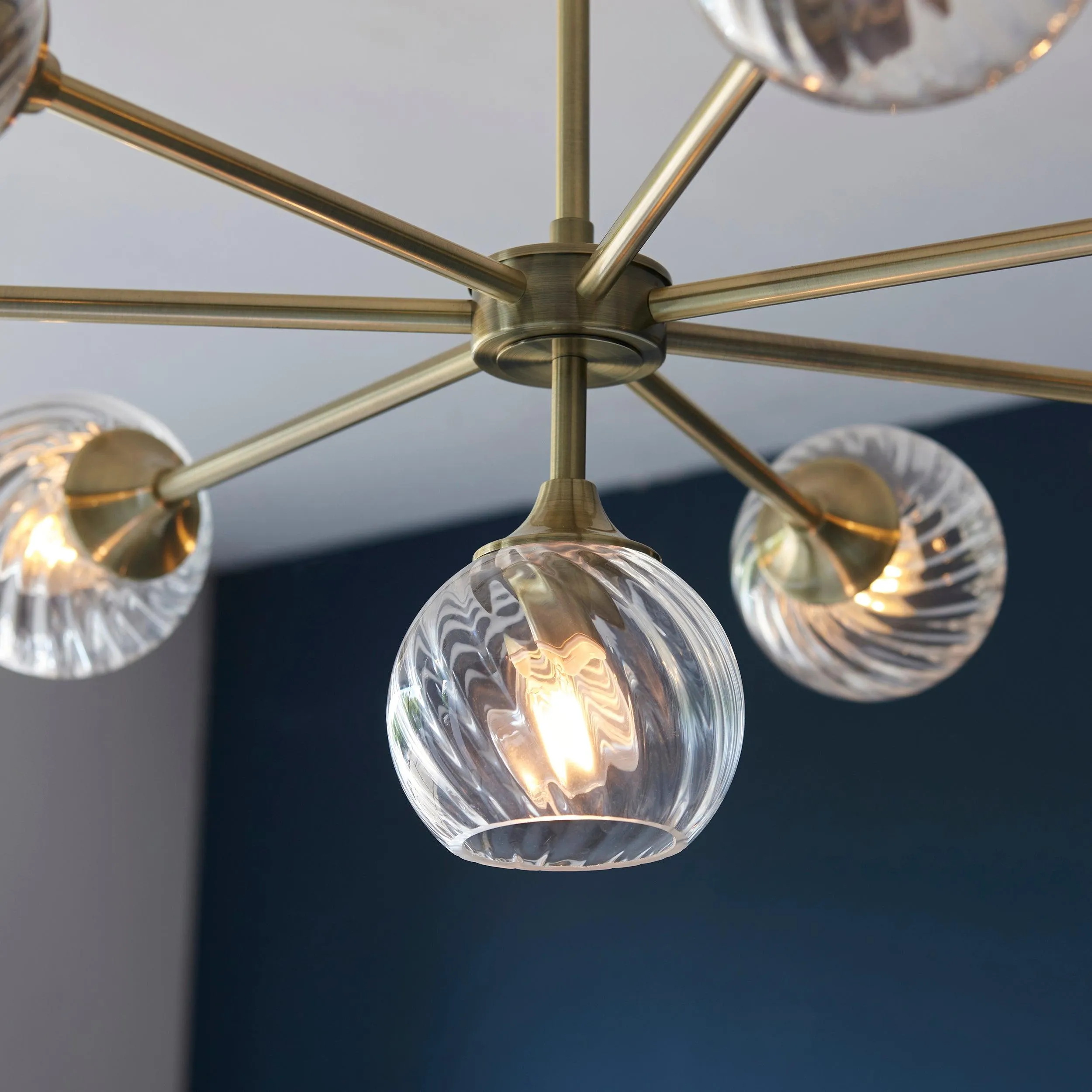 Allegra 8 Light Brass Pendant - Glass Shades