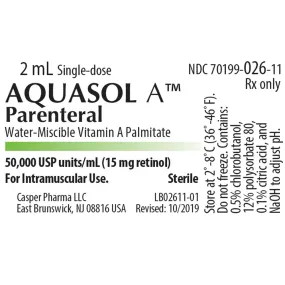 Aquasol A Parenteral (Vitamin A Injection) 50,000 Units 2mL Single-Dose (Rx)