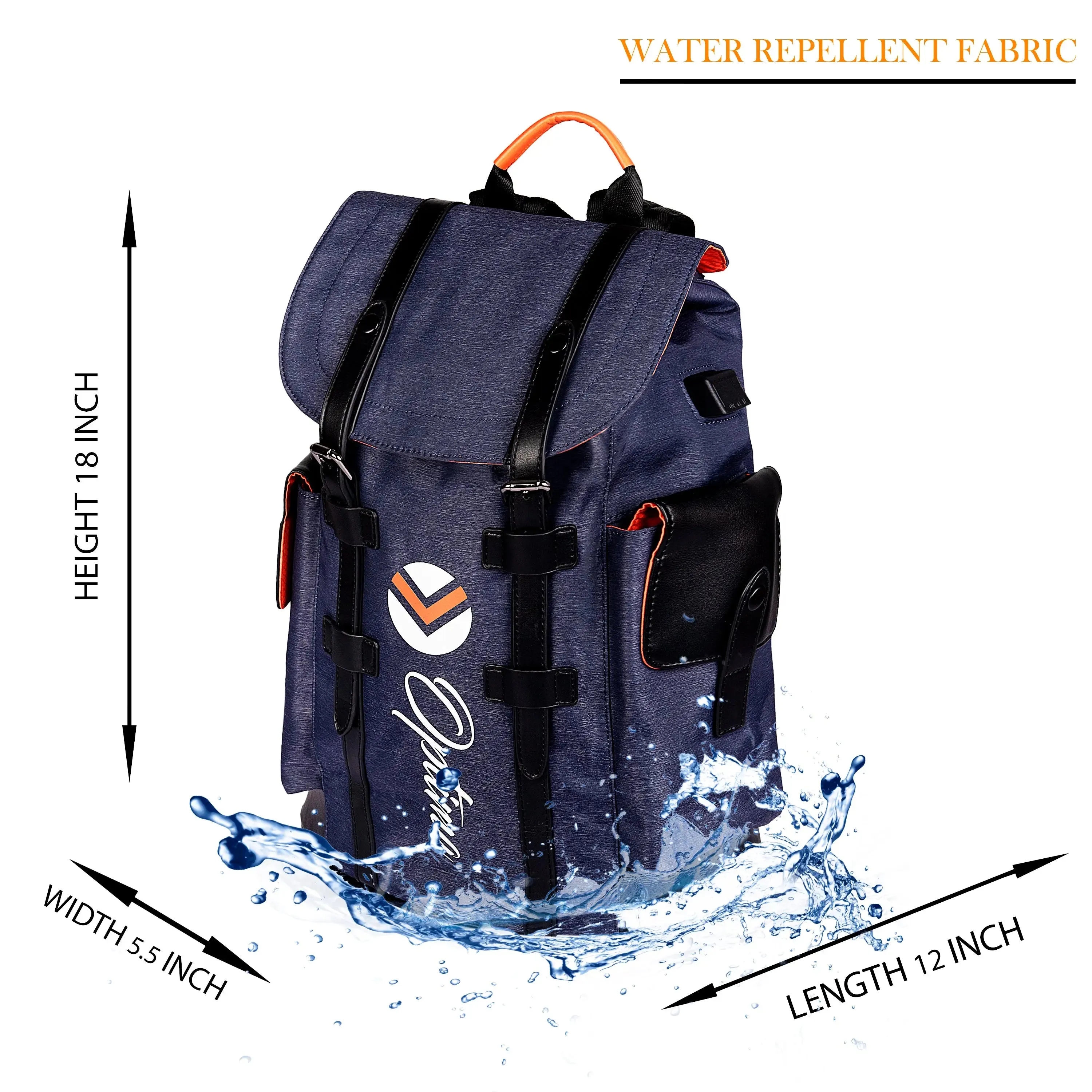 Carter Bag With Usb And Aux Port Backpack (Navy Blue) (OPT-N-041)