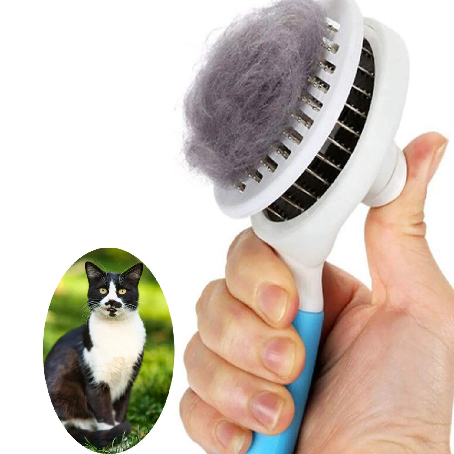 Cat Brush, Self Cleaning Slicker Brushes for Shedding and Grooming Removes Loose Undercoat,Mats Hair Grooming Brush for Cat Dog Massage-Self Cleaning