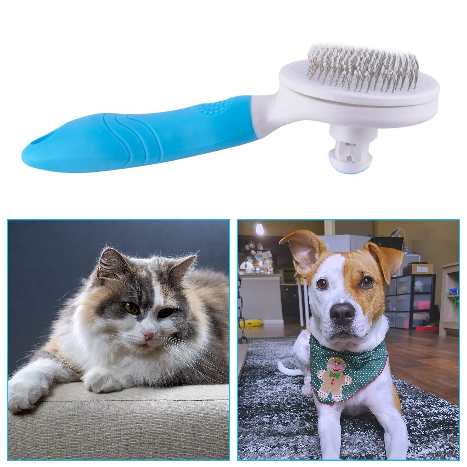 Cat Brush, Self Cleaning Slicker Brushes for Shedding and Grooming Removes Loose Undercoat,Mats Hair Grooming Brush for Cat Dog Massage-Self Cleaning