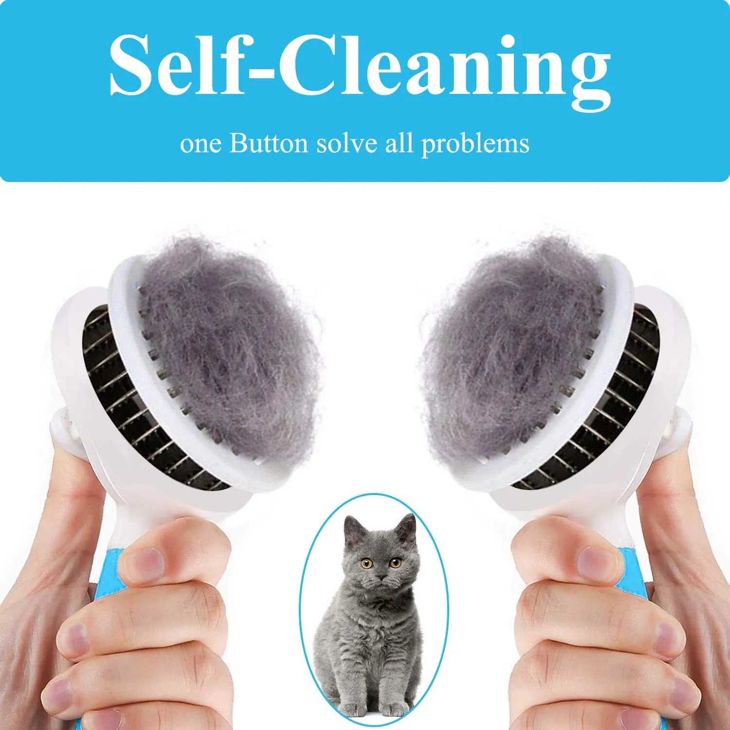 Cat Brush, Self Cleaning Slicker Brushes for Shedding and Grooming Removes Loose Undercoat,Mats Hair Grooming Brush for Cat Dog Massage-Self Cleaning