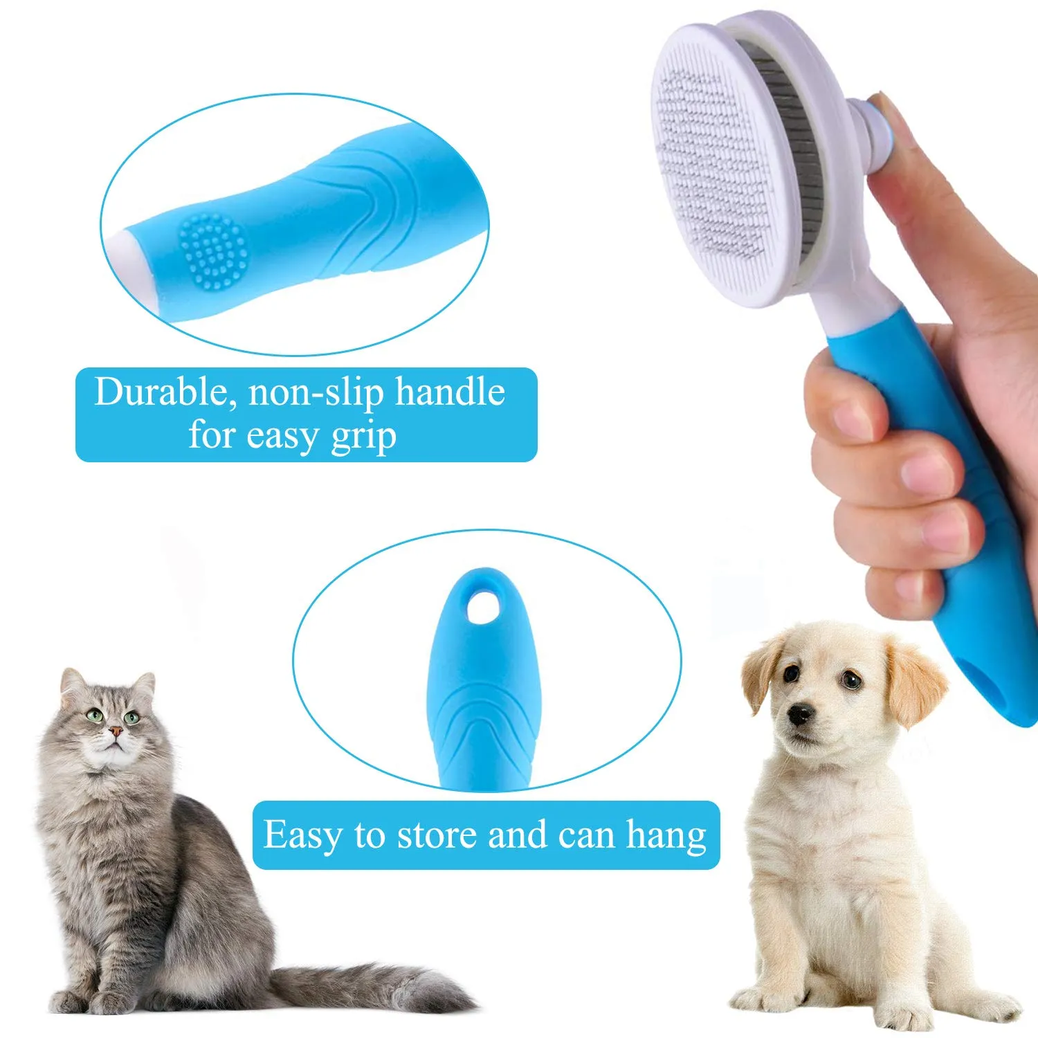 Cat Brush, Self Cleaning Slicker Brushes for Shedding and Grooming Removes Loose Undercoat,Mats Hair Grooming Brush for Cat Dog Massage-Self Cleaning