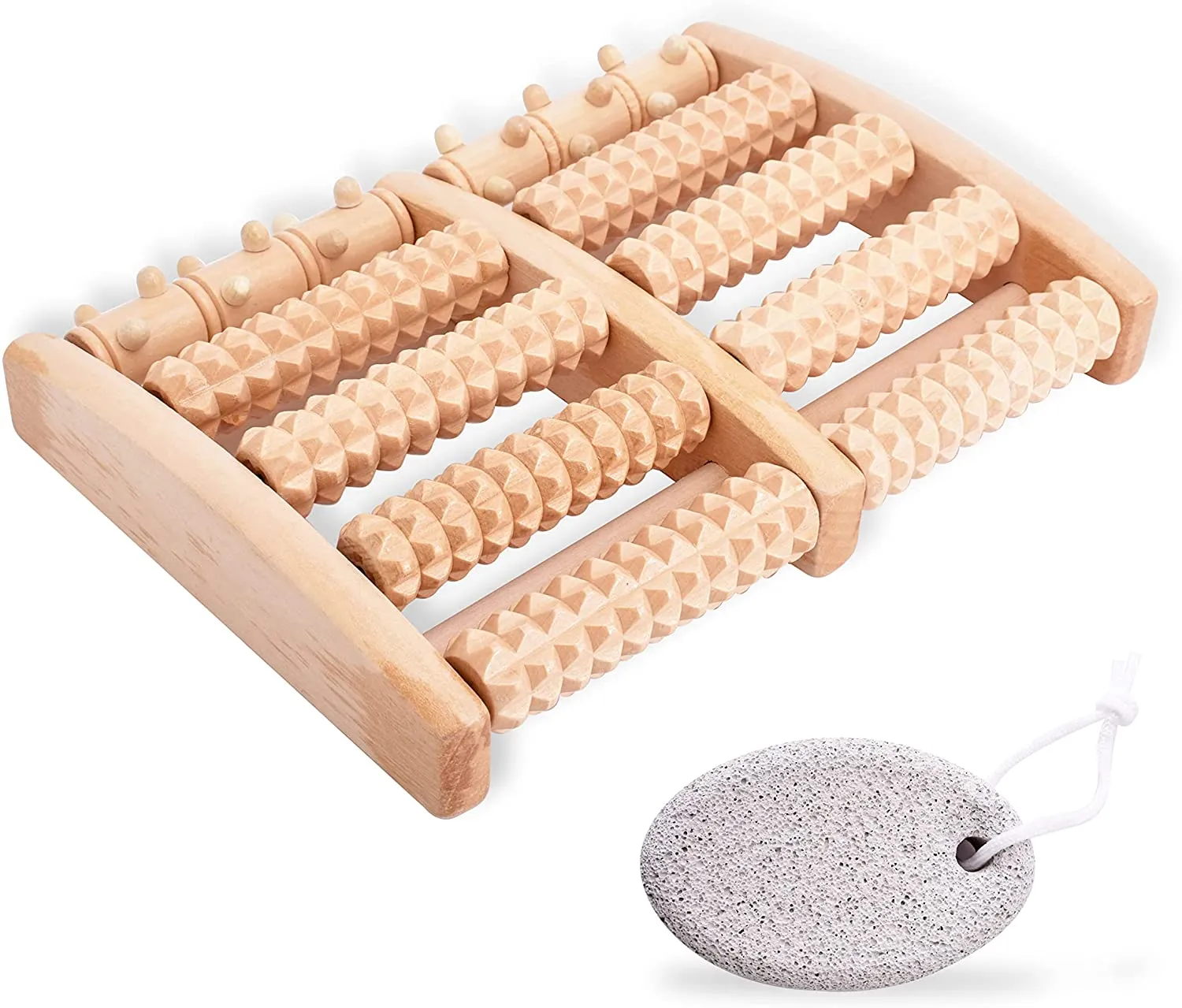 Dual Foot Massage Roller with Foot Pumice Stone I Meubon