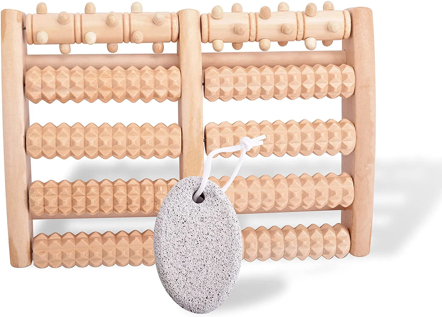 Dual Foot Massage Roller with Foot Pumice Stone I Meubon