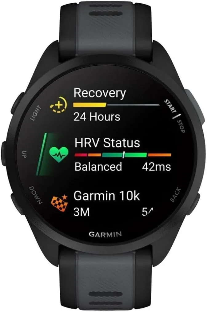 Garmin Forerunner 165 GPS Running Smartwatch - AMOLED Touchscreen, Advanced Training, 11-Day Battery, Black