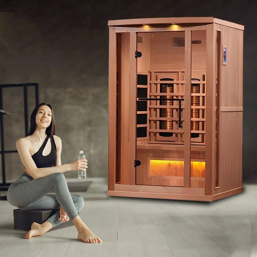 Golden Designs 2-Person Full Spectrum PureTech™ Near Zero EMF FAR Infrared Sauna - Canadian Hemlock