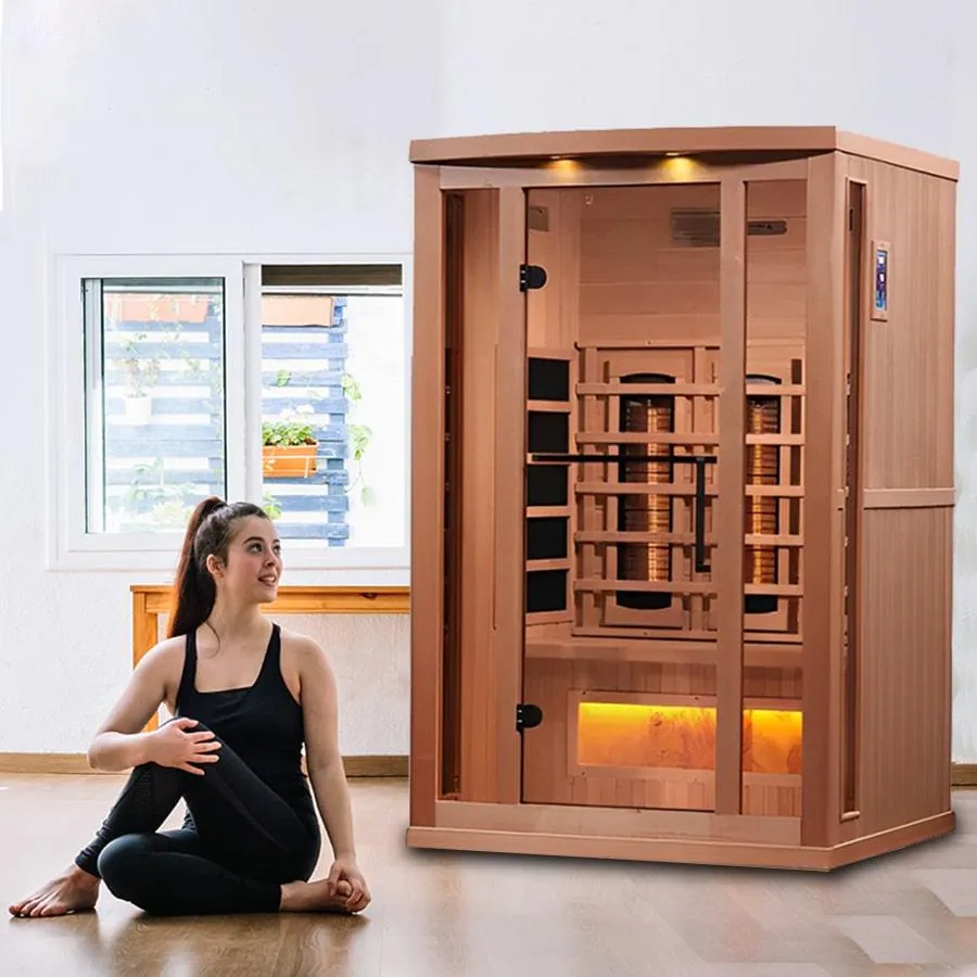 Golden Designs 2-Person Full Spectrum PureTech™ Near Zero EMF FAR Infrared Sauna - Canadian Hemlock