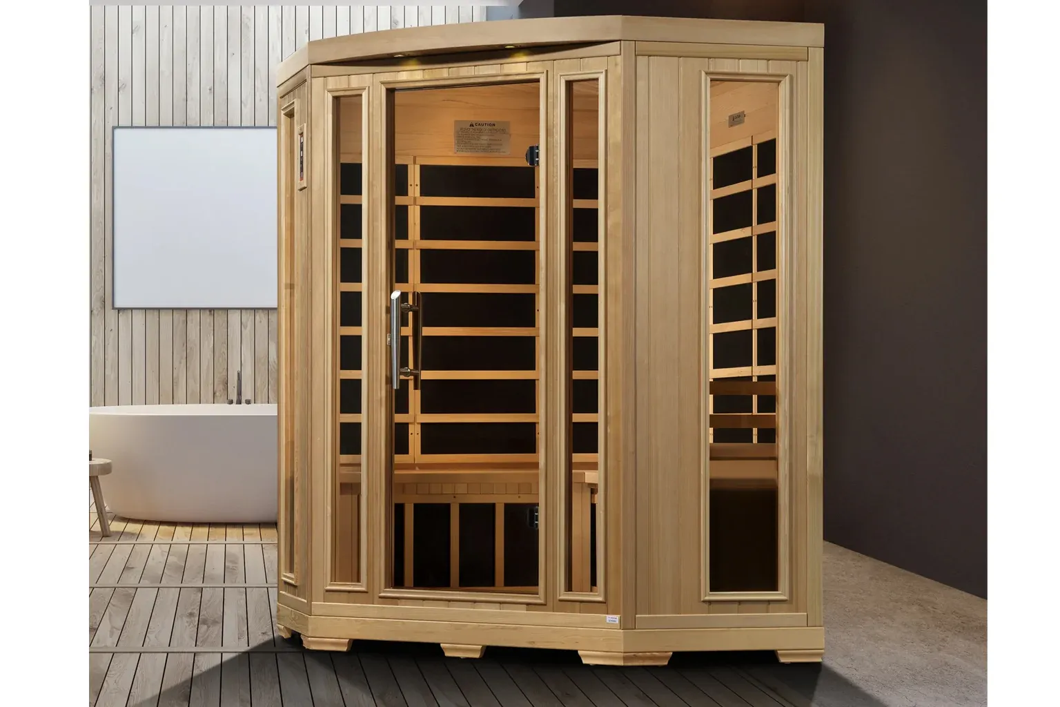 Golden Designs Pro 6 "Rebecca" 3-Person Corner Near Zero EMF Far Infrared Sauna (2025 Edition)