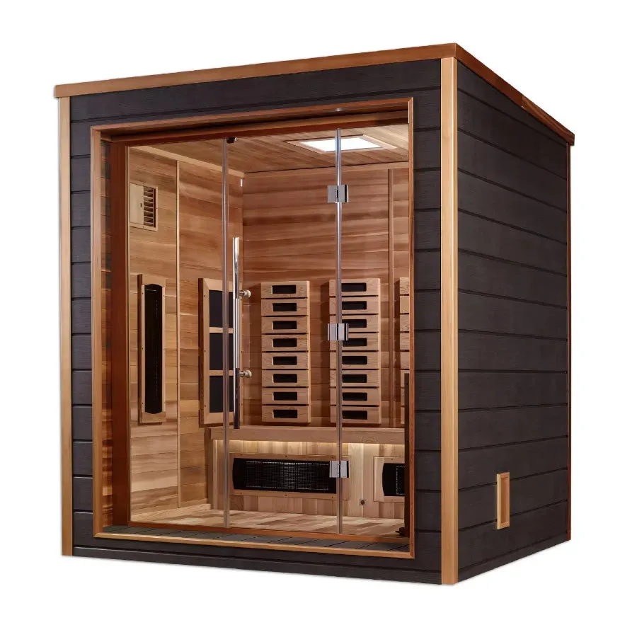 Golden Designs Visby 3 Person Hybrid Outdoor Sauna - Canadian Red Cedar