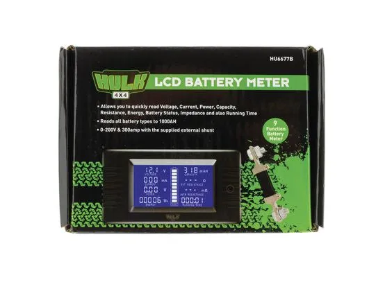 HULK LCD BATTERY METER 200V 300amp DISCHARGE AMP CAPACITY ENERGY