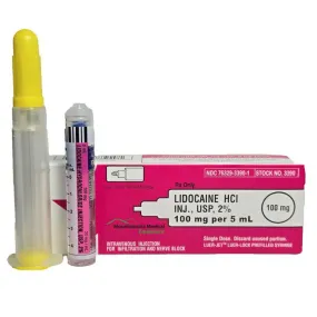 Lidocaine HCI Injection 2% Prefilled Syringe Luer-Jet  100 mg Per 5 mL Luer-Lock (Rx)