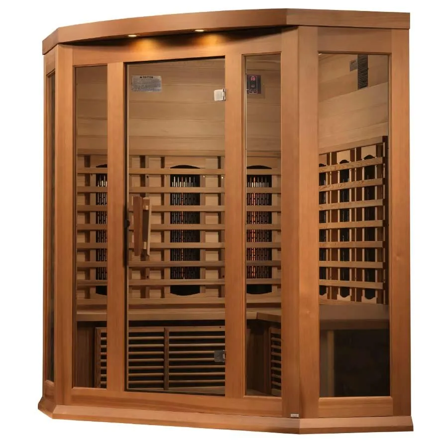 Maxxus 3-Person Corner Full Spectrum Infrared Sauna - Canadian Red Cedar