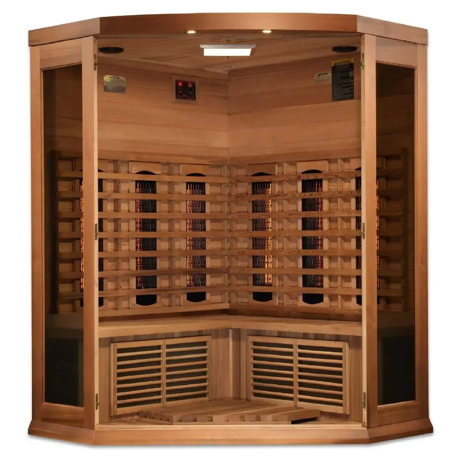 Maxxus 3-Person Corner Full Spectrum Infrared Sauna - Canadian Red Cedar