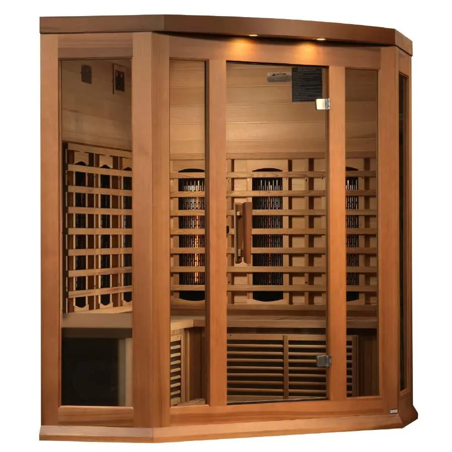 Maxxus 3-Person Corner Full Spectrum Infrared Sauna - Canadian Red Cedar