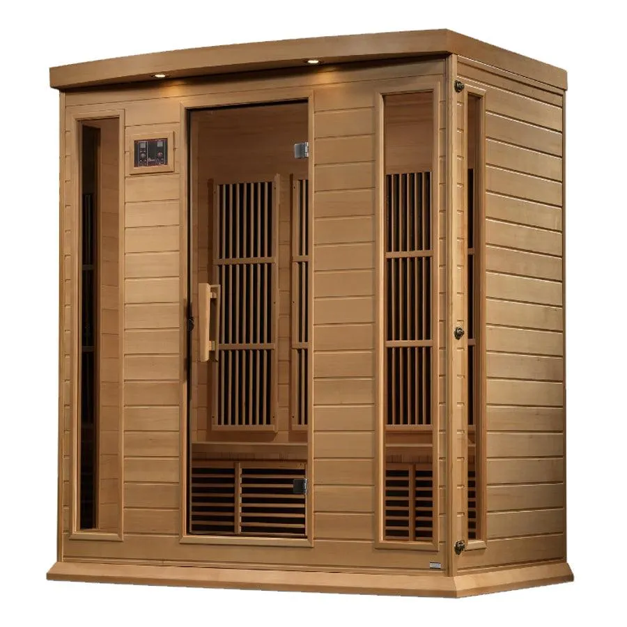 Maxxus 4 Person Corner Near Zero EMF FAR Infrared Sauna - Canadian Hemlock