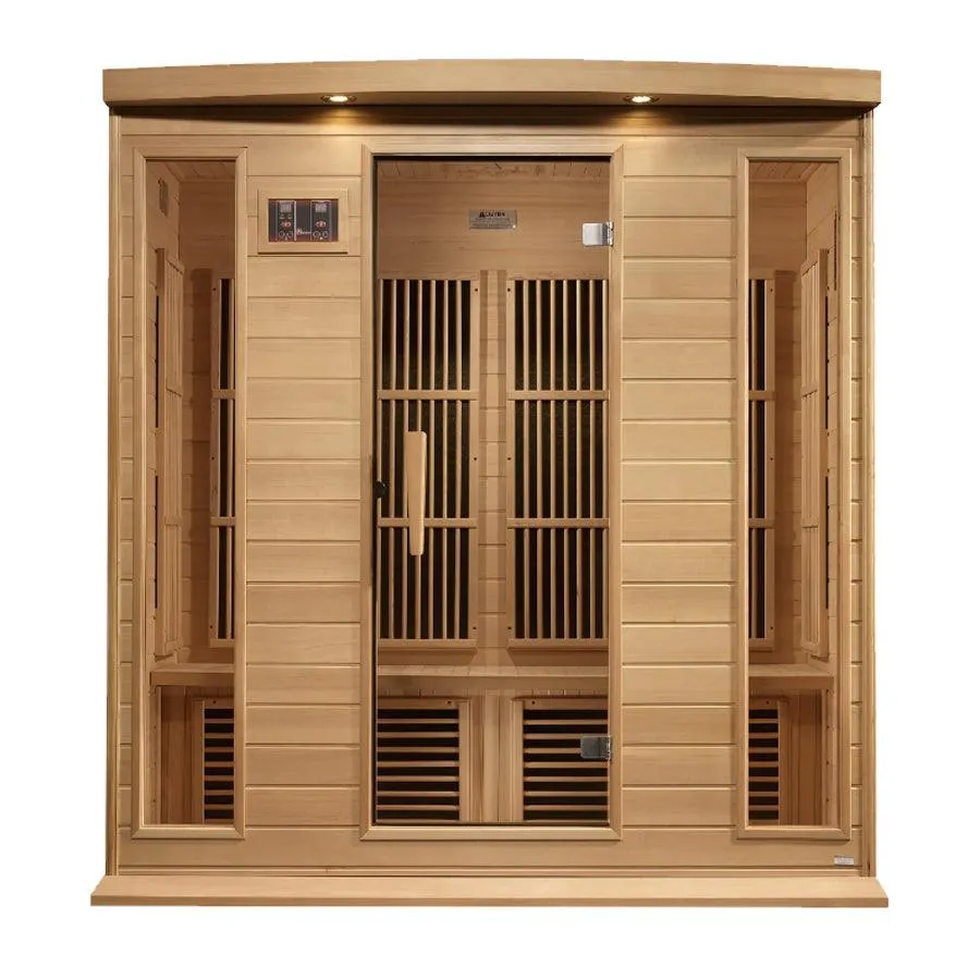 Maxxus 4 Person Corner Near Zero EMF FAR Infrared Sauna - Canadian Hemlock