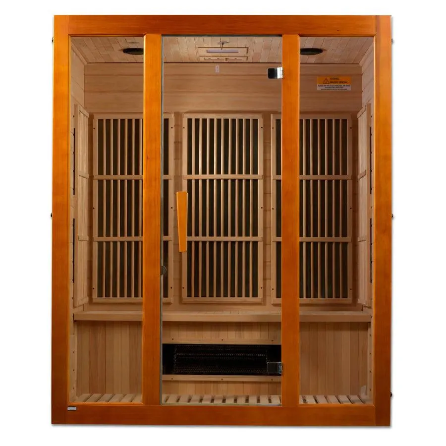 Maxxus "Alpine" Dual Tech 3-Person Corner Low EMF FAR Infrared Sauna - Canadian Hemlock