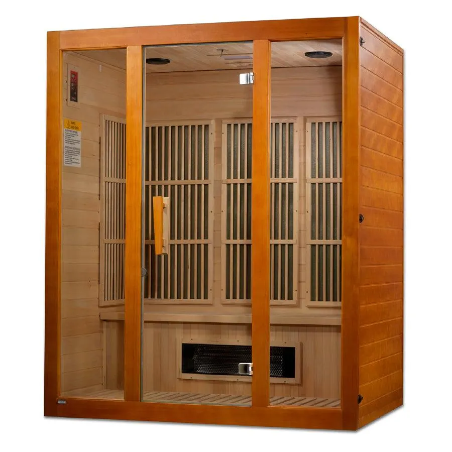 Maxxus "Alpine" Dual Tech 3-Person Corner Low EMF FAR Infrared Sauna - Canadian Hemlock