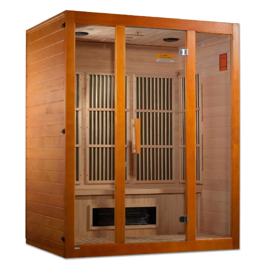 Maxxus "Alpine" Dual Tech 3-Person Corner Low EMF FAR Infrared Sauna - Canadian Hemlock