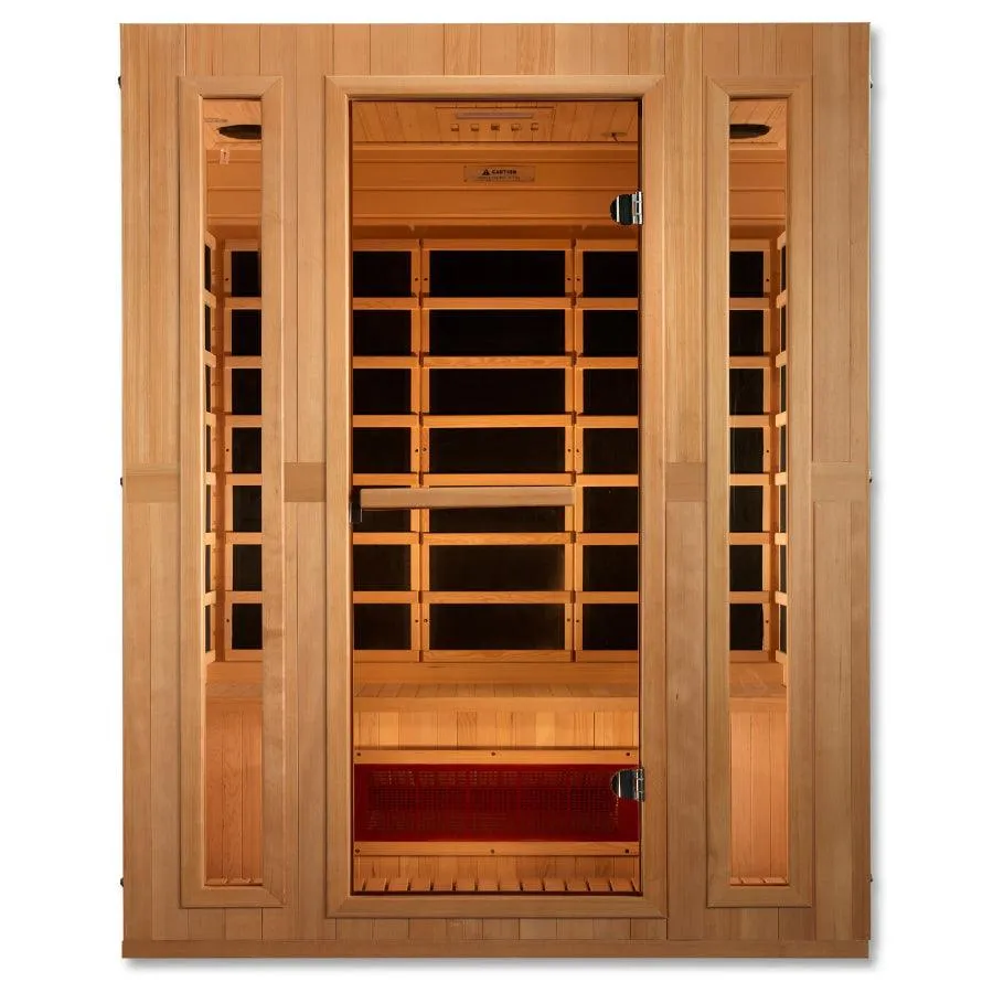 Maxxus "Trinity" Dual Tech 3-Person Corner Low EMF FAR Infrared Sauna - Canadian Hemlock