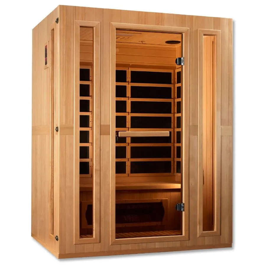 Maxxus "Trinity" Dual Tech 3-Person Corner Low EMF FAR Infrared Sauna - Canadian Hemlock