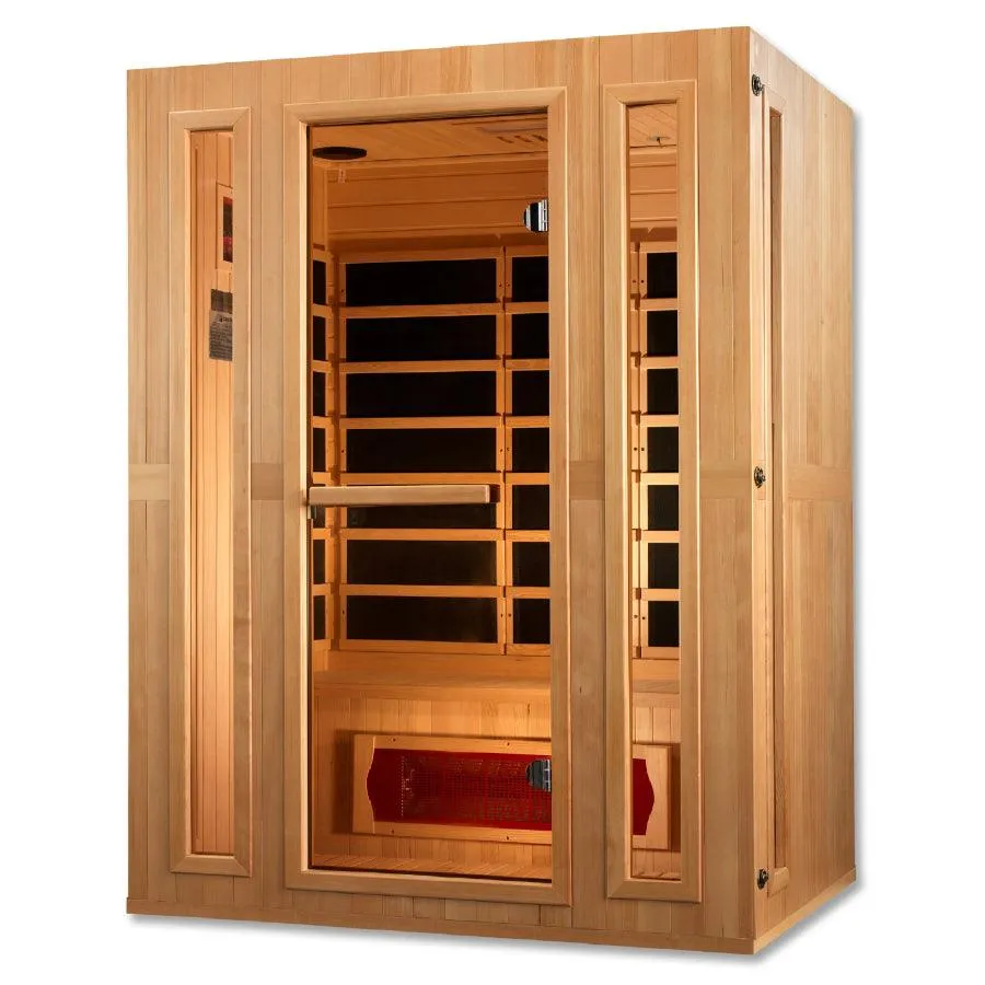 Maxxus "Trinity" Dual Tech 3-Person Corner Low EMF FAR Infrared Sauna - Canadian Hemlock