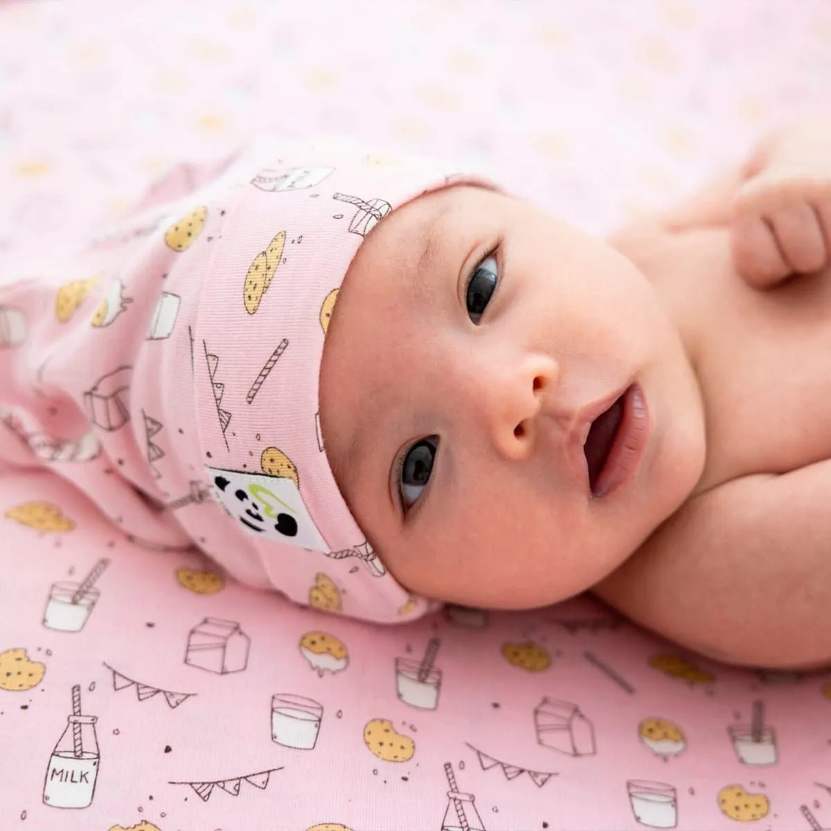 Milk & Cookies Pink Bamboo Crib Sheet