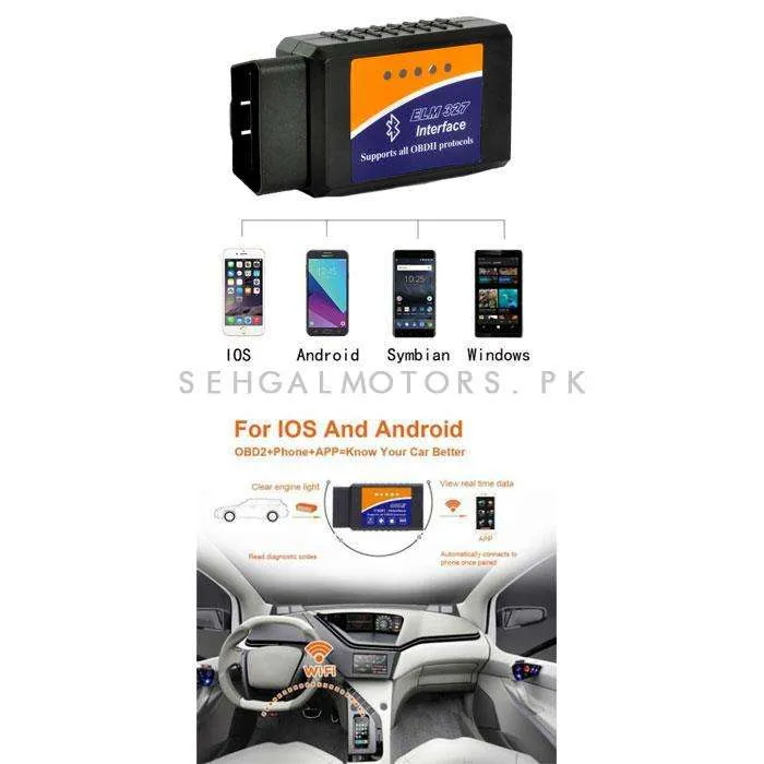 OBD2 Device Scanner with Bluetooth OR Wifi - Black