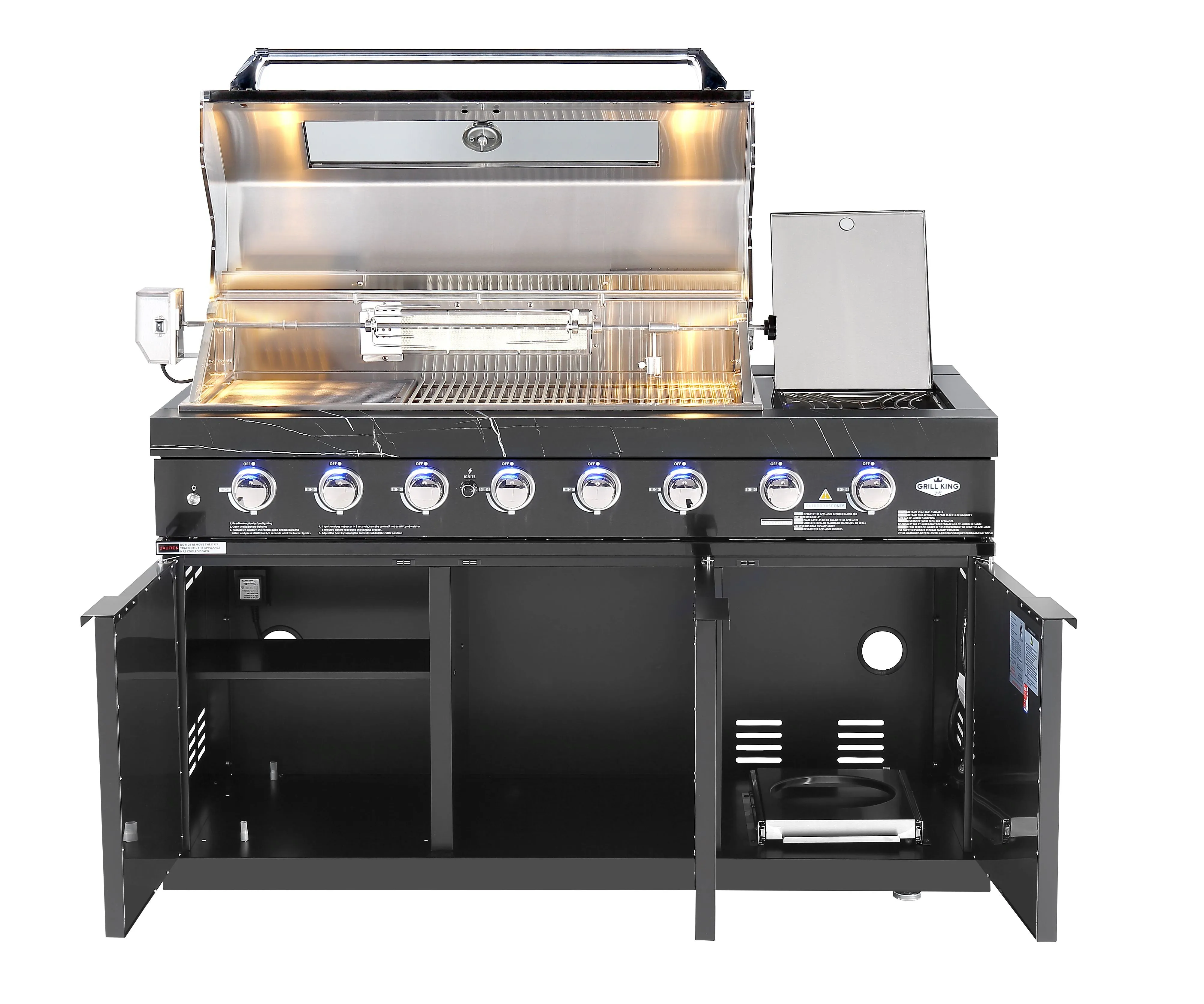 Rockpool Black 6B   188L Kegerator : Designer Outdoor Kitchen BBQ Package Inc Wok Burner, Fridge, Sink, Rotisserie & BBQ Covers.