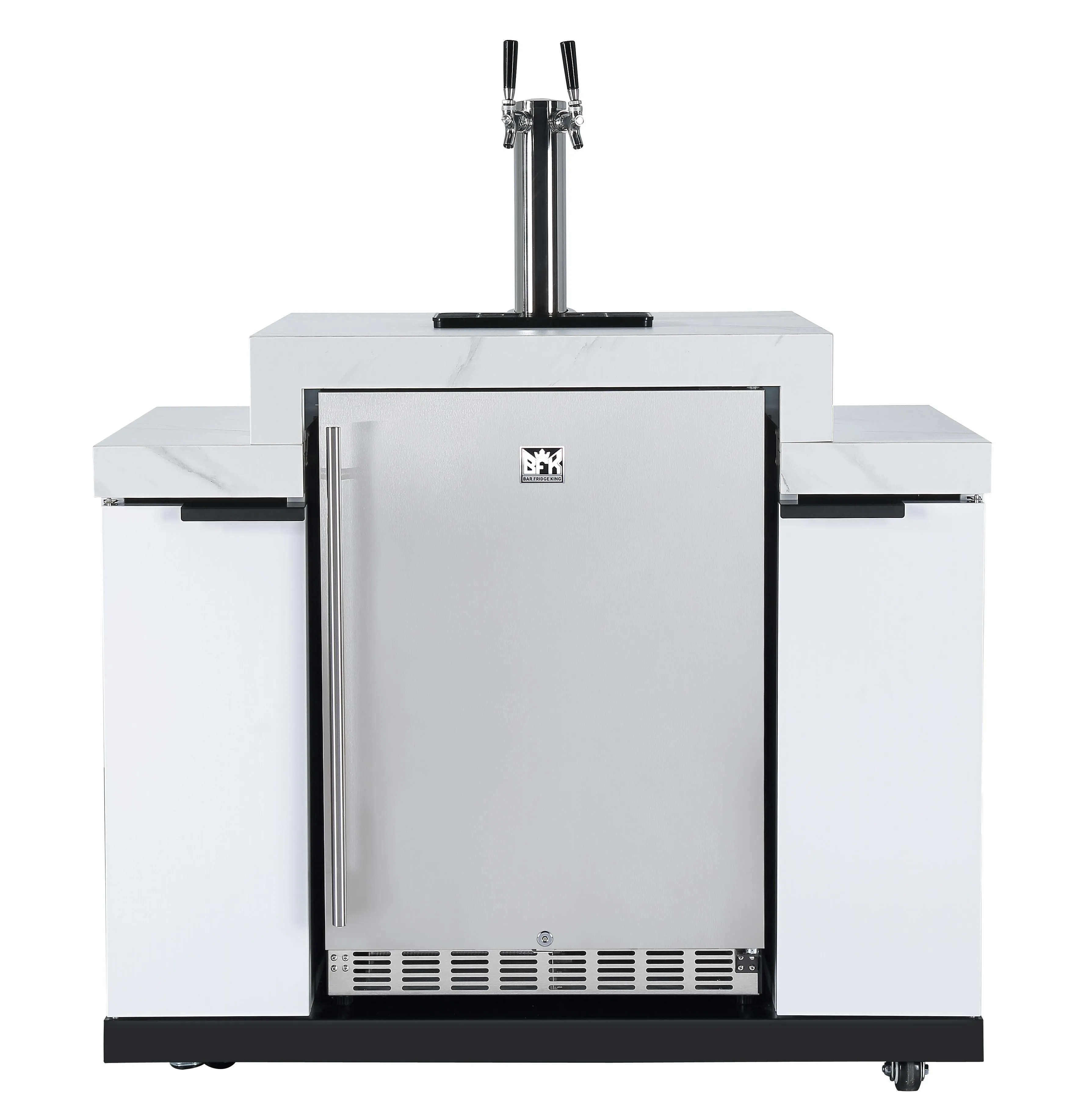 Rockpool White 6B   188L Kegerator : Designer Outdoor Kitchen BBQ Package Inc Wok Burner, Fridge, Sink, Rotisserie & BBQ Covers.