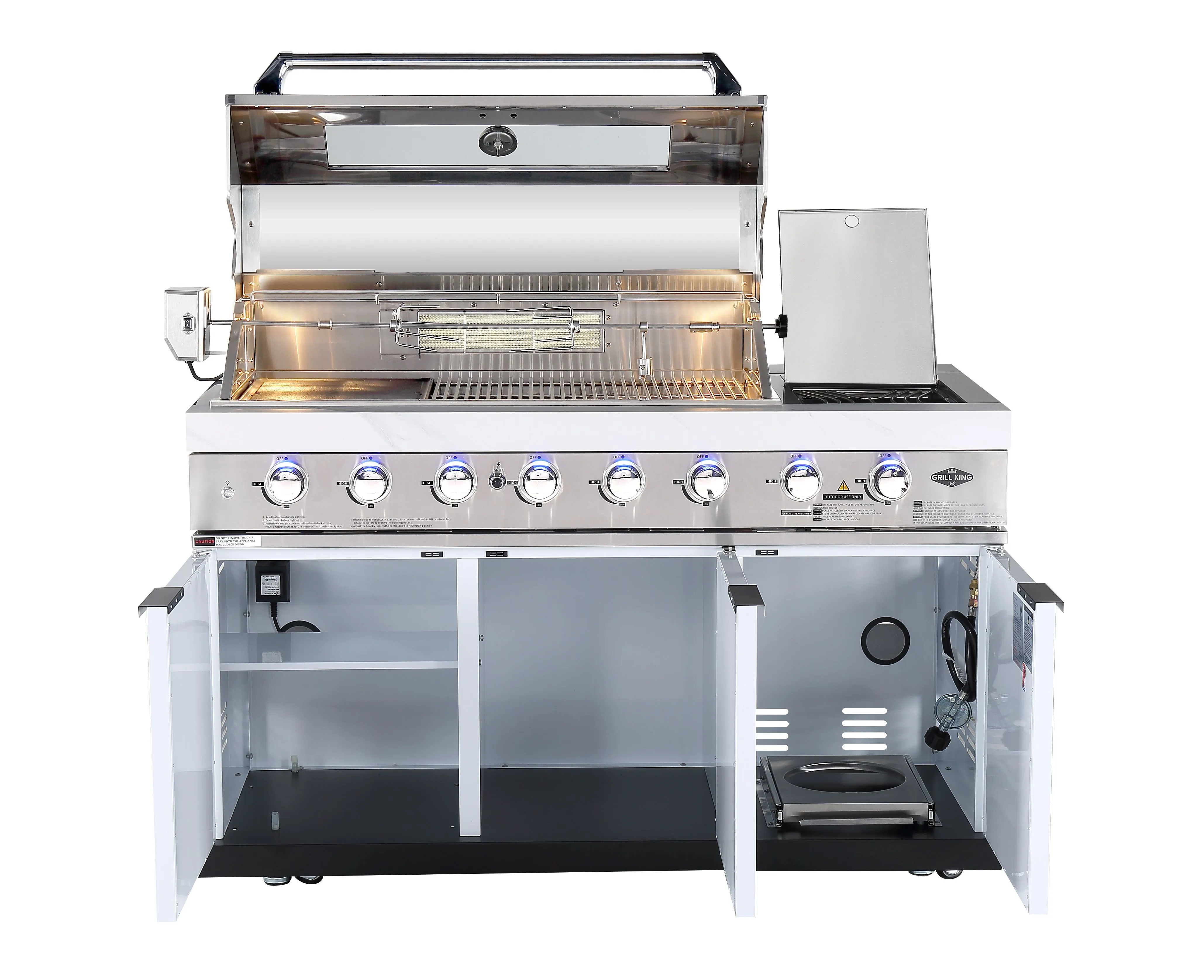 Rockpool White 6B   188L Kegerator : Designer Outdoor Kitchen BBQ Package Inc Wok Burner, Fridge, Sink, Rotisserie & BBQ Covers.