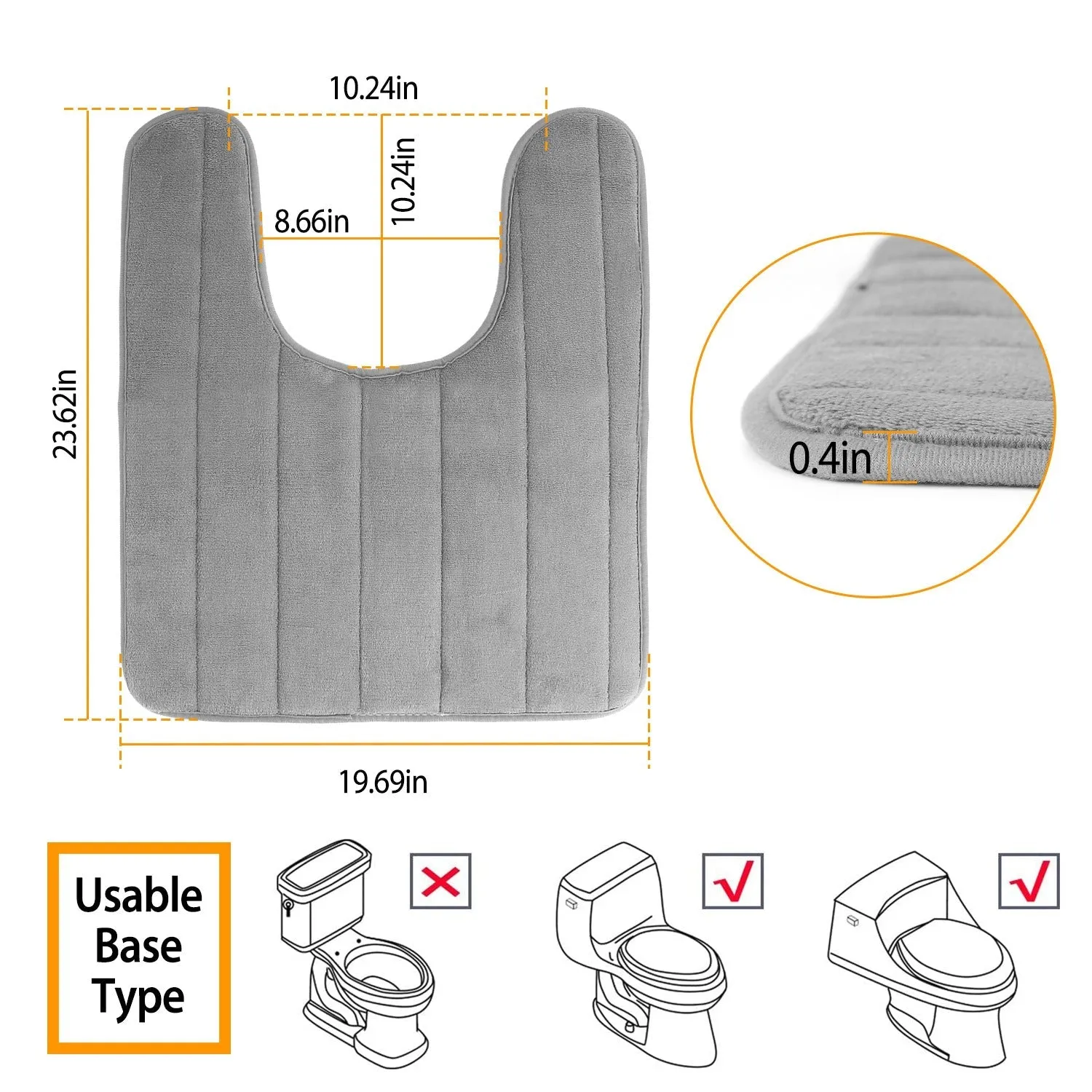 U Shaped Non-slip Toilet Mat