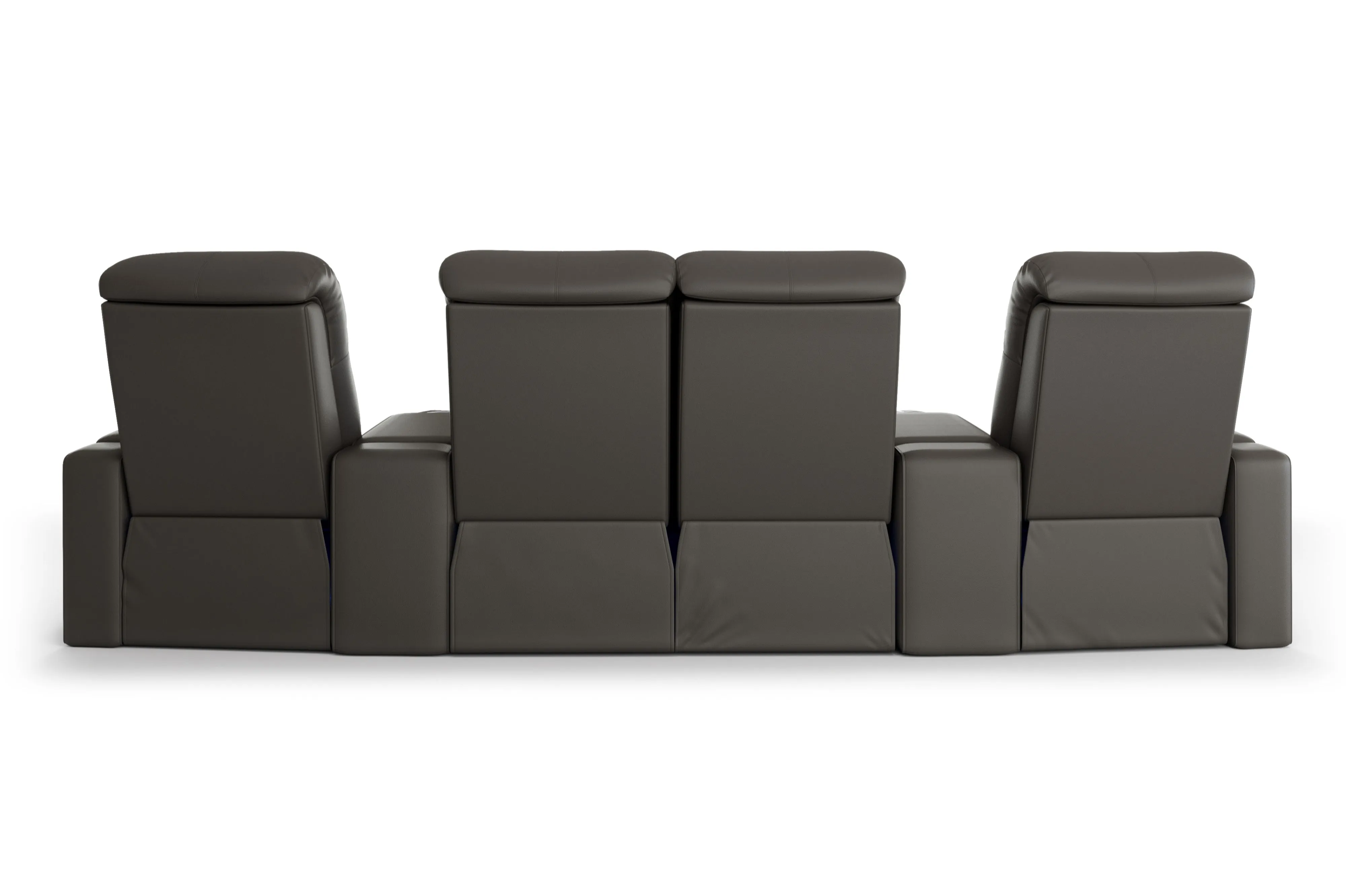 Valencia Olivia Top Grain Leather Row of 4 Loveseat Center Home Theater Seating, Cloudy Grey