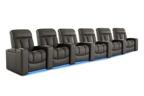 Valencia Olivia Top Grain Leather Row of 6 Home Theater Seating, Cloudy Grey