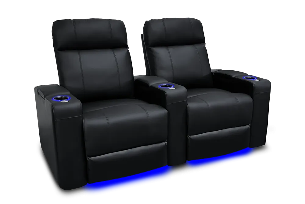 Valencia Piacenza Leather Home Theater Seating Row of 2, Black