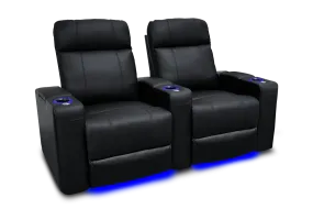 Valencia Piacenza Leather Home Theater Seating Row of 2, Black