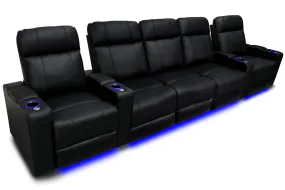 Valencia Piacenza Leather Home Theater Seating Row of 5 Set of 3 Center, Black