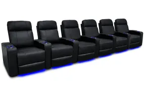 Valencia Piacenza Leather Home Theater Seating Row of 6, Black