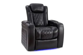 Valencia Tuscany Slim Leather Home Theater Seating Single, Midnight Black