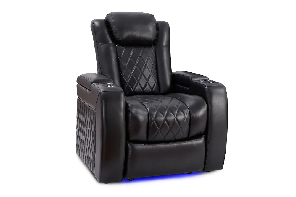 Valencia Tuscany Slim Leather Home Theater Seating Single, Midnight Black