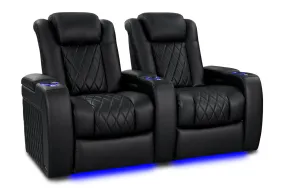 Valencia Tuscany Vegan Leather Home Theater Seating Row of 2, Deep Indigo