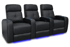 Valencia Verona Leather Home Theater Seating Power Headrest Row of 3, Black