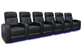 Valencia Verona Leather Home Theater Seating Power Headrest Row of 6, Black